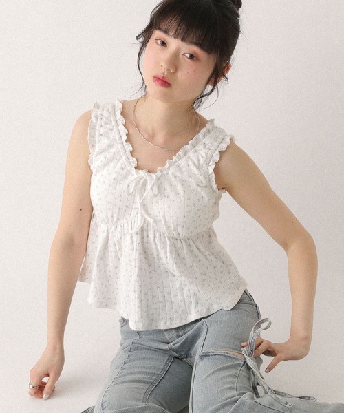 Heather(ヘザー)の「カップ付きアソートフリルキャミ 499775(タンクトップ・レディース・アイボリー/ブラック/ピンク/ホワイト/ホワイト系その他/ブルー・FREE)」の9枚目の写真