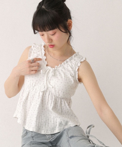 Heather(ヘザー)の「カップ付きアソートフリルキャミ 499775(タンクトップ・レディース・アイボリー/ブラック/ピンク/ホワイト/ホワイト系その他/ブルー・FREE)」の11枚目の写真