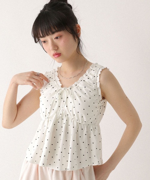 Heather(ヘザー)の「カップ付きアソートフリルキャミ 499775(タンクトップ・レディース・アイボリー/ブラック/ピンク/ホワイト/ホワイト系その他/ブルー・FREE)」の17枚目の写真