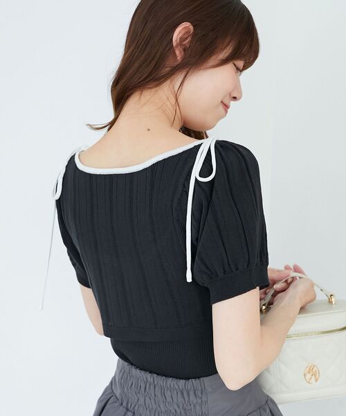 MAJESTIC LEGON（マジェスティックレゴン）の「キャミ＆バイカラークロップドカーデ（カーディガン/ボレロ・レディース・ブラック/グレー/アイボリー・MEDIUM）」の17枚目の写真