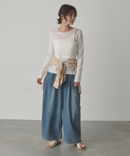 full/fill.（フルフィル）の「カットアウトシアーレイヤードT（Tシャツ/カットソー・レディース・ホワイト/ブラウン・FREE）」の8枚目の写真