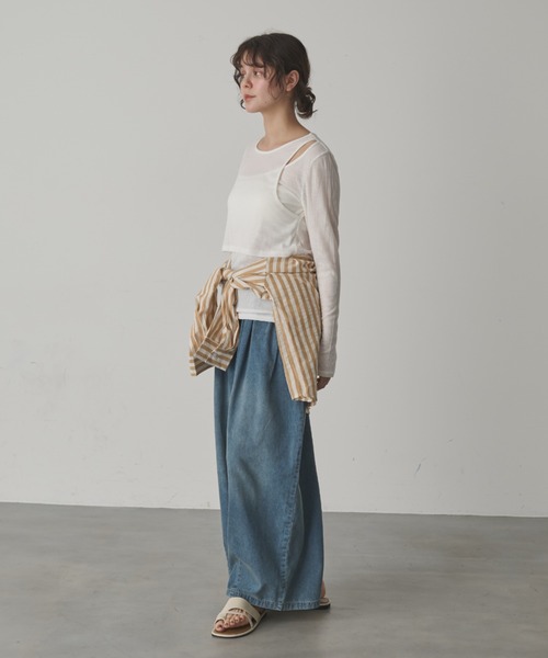 full/fill.（フルフィル）の「カットアウトシアーレイヤードT（Tシャツ/カットソー・レディース・ホワイト/ブラウン・FREE）」の9枚目の写真