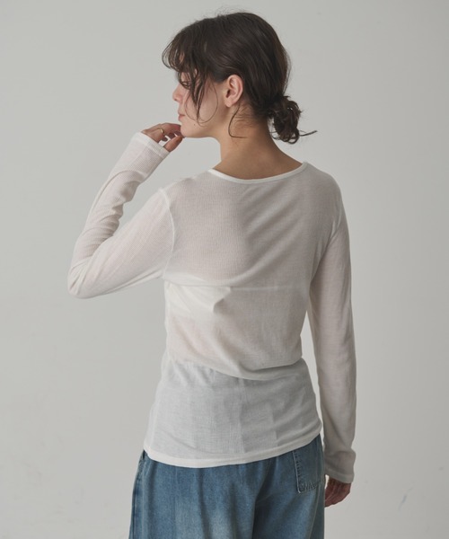 full/fill.（フルフィル）の「カットアウトシアーレイヤードT（Tシャツ/カットソー・レディース・ホワイト/ブラウン・FREE）」の5枚目の写真