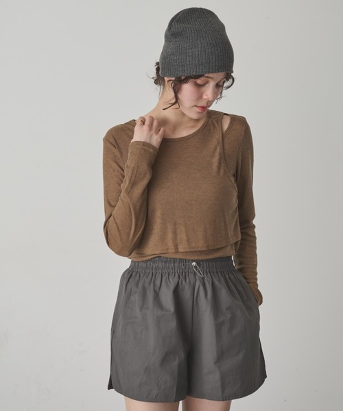 full/fill.（フルフィル）の「カットアウトシアーレイヤードT（Tシャツ/カットソー・レディース・ホワイト/ブラウン・FREE）」の19枚目の写真