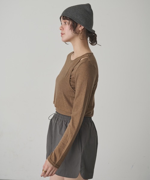 full/fill.（フルフィル）の「カットアウトシアーレイヤードT（Tシャツ/カットソー・レディース・ホワイト/ブラウン・FREE）」の20枚目の写真