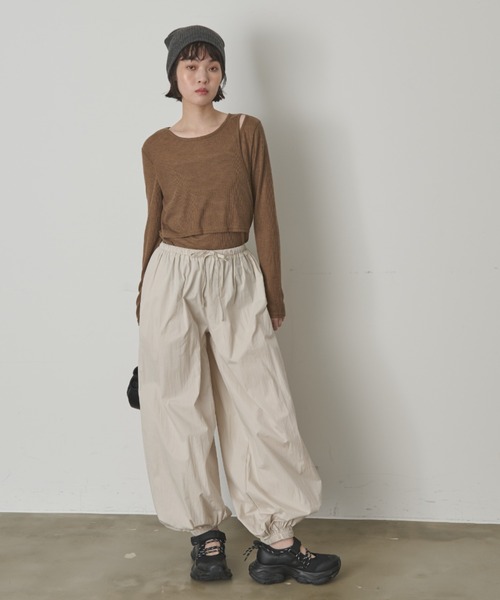 full/fill.（フルフィル）の「カットアウトシアーレイヤードT（Tシャツ/カットソー・レディース・ホワイト/ブラウン・FREE）」の15枚目の写真