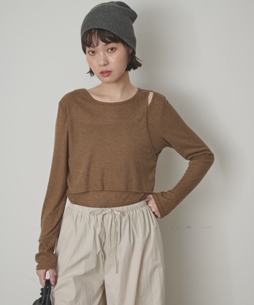 full/fill.（フルフィル）の「カットアウトシアーレイヤードT（Tシャツ/カットソー・レディース・ホワイト/ブラウン・FREE）」の12枚目の写真