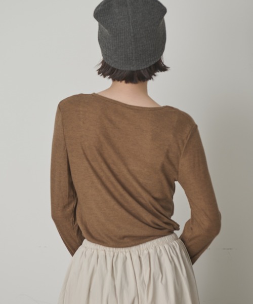 full/fill.（フルフィル）の「カットアウトシアーレイヤードT（Tシャツ/カットソー・レディース・ホワイト/ブラウン・FREE）」の14枚目の写真