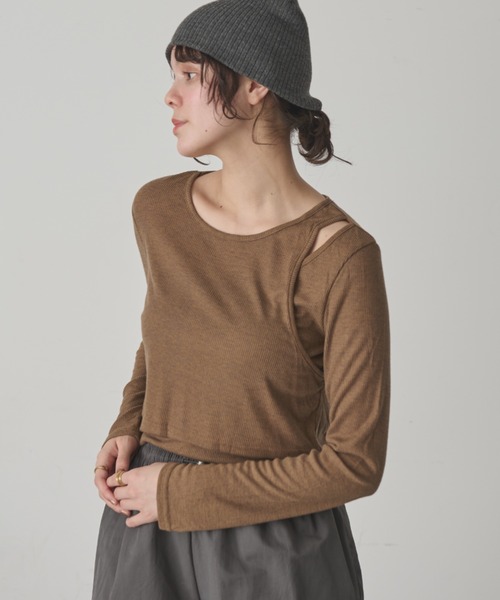 full/fill.（フルフィル）の「カットアウトシアーレイヤードT（Tシャツ/カットソー・レディース・ホワイト/ブラウン・FREE）」の22枚目の写真