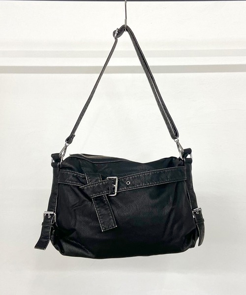 ショルダーバッグ・ポシェット OVHEE Barnnet crinkled black ノンヘッジ non-hedge チェーンポケショルダーバッグ （シルバー