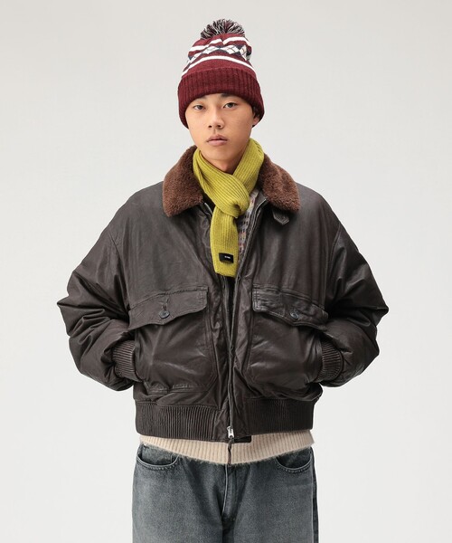 BEAMS(ビームス)の「ワイドショートフィット G-1 シープレザー ダウンジャケット(ダウンジャケット/コート・メンズ・ブラック/ダークブラウン・S/M/L/XL)」の2枚目の写真