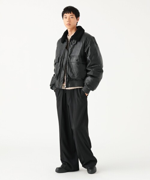 BEAMS(ビームス)の「ワイドショートフィット G-1 シープレザー ダウンジャケット(ダウンジャケット/コート・メンズ・ブラック/ダークブラウン・S/M/L/XL)」の9枚目の写真