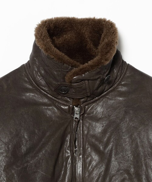 BEAMS(ビームス)の「ワイドショートフィット G-1 シープレザー ダウンジャケット(ダウンジャケット/コート・メンズ・ブラック/ダークブラウン・S/M/L/XL)」の14枚目の写真