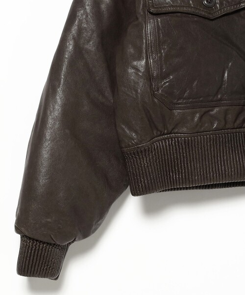 BEAMS(ビームス)の「ワイドショートフィット G-1 シープレザー ダウンジャケット(ダウンジャケット/コート・メンズ・ブラック/ダークブラウン・S/M/L/XL)」の15枚目の写真