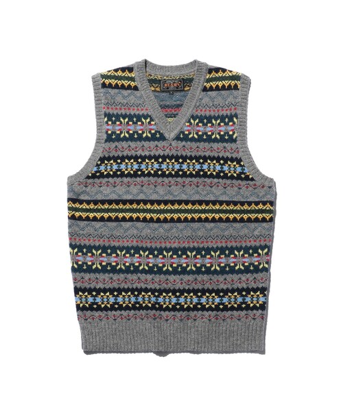 BEAMS PLUS(ビームスプラス)の「Knit Vest Fair isle Pattern(ベスト・メンズ・グレー/ライトブラウン・XL/L/M/S)」の5枚目の写真