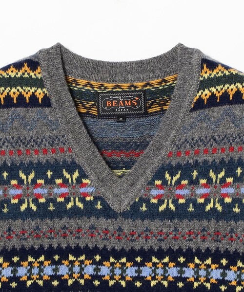 BEAMS PLUS(ビームスプラス)の「Knit Vest Fair isle Pattern(ベスト・メンズ・グレー/ライトブラウン・XL/L/M/S)」の12枚目の写真
