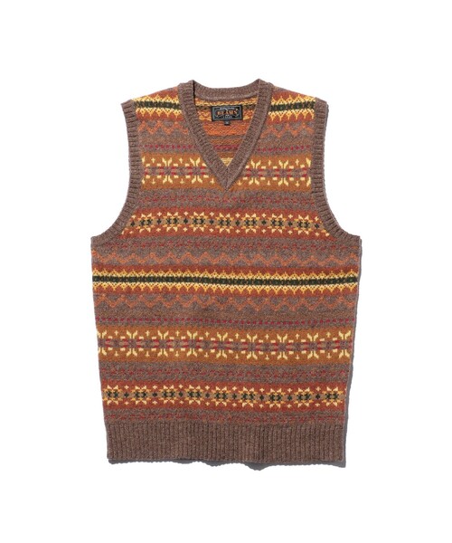 BEAMS PLUS(ビームスプラス)の「Knit Vest Fair isle Pattern(ベスト・メンズ・グレー/ライトブラウン・XL/L/M/S)」の15枚目の写真