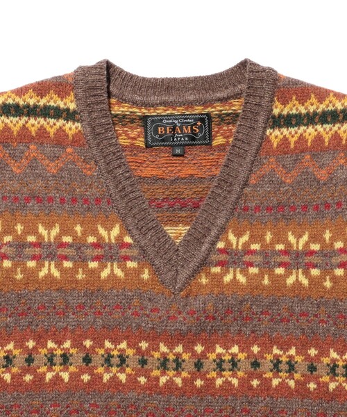 BEAMS PLUS(ビームスプラス)の「Knit Vest Fair isle Pattern(ベスト・メンズ・グレー/ライトブラウン・XL/L/M/S)」の16枚目の写真