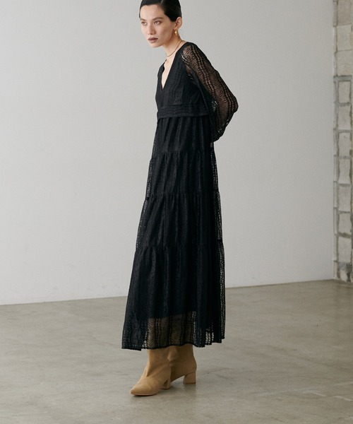 セール】【LARUTA】レース切替ロングワンピース（ワンピース）｜LARUTA