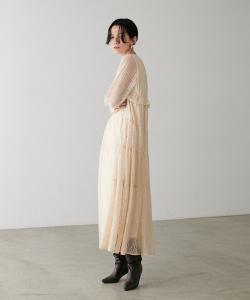 セール】【LARUTA】レース切替ロングワンピース（ワンピース）｜LARUTA