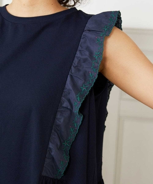 セール】Hiedra 刺繍フリル付きノースリーブワンピース（ワンピース