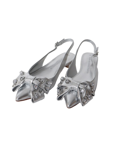 TSURU by Mariko Oikawa(ツルバイマリコオイカワ)の「TSURU by Mariko Oikawa / Ailes(ビッグリボン付きフラットシューズ WW-2253500)(パンプス・レディース・ブラック/シルバー・37/36)」の8枚目の写真