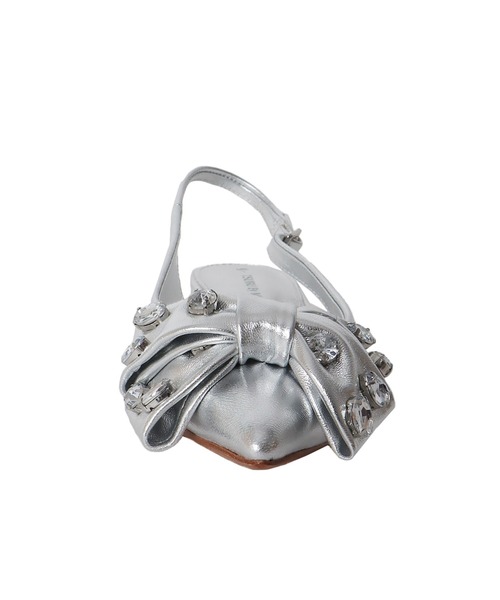 TSURU by Mariko Oikawa(ツルバイマリコオイカワ)の「TSURU by Mariko Oikawa / Ailes(ビッグリボン付きフラットシューズ WW-2253500)(パンプス・レディース・ブラック/シルバー・37/36)」の9枚目の写真