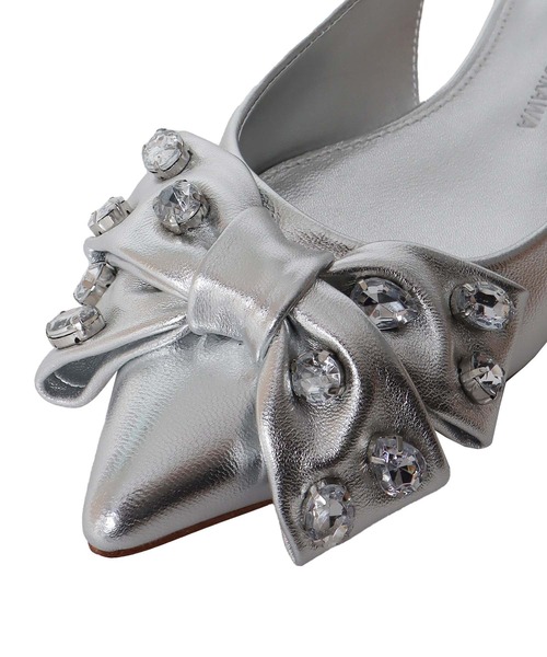 TSURU by Mariko Oikawa(ツルバイマリコオイカワ)の「TSURU by Mariko Oikawa / Ailes(ビッグリボン付きフラットシューズ WW-2253500)(パンプス・レディース・ブラック/シルバー・37/36)」の14枚目の写真