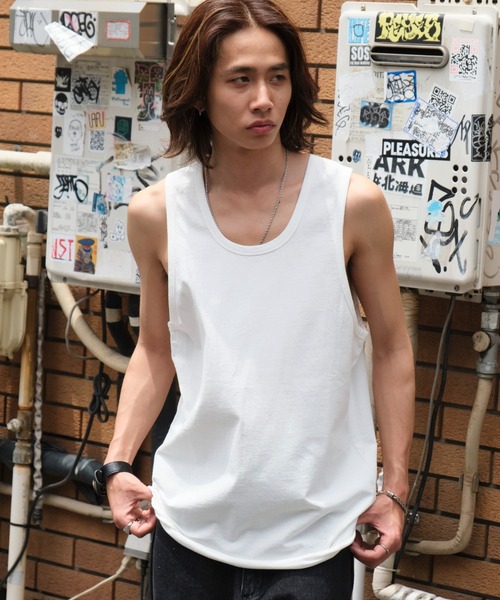 WEGO（ウィゴー）の「WEGO/ダメージタンクトップ（タンクトップ・メンズ・ホワイト/スミクロ/ブラック・LARGE/MEDIUM）」の5枚目の写真