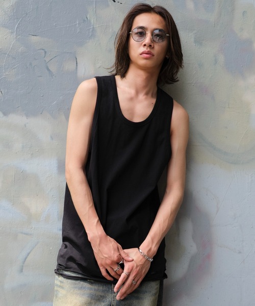 WEGO（ウィゴー）の「WEGO/ダメージタンクトップ（タンクトップ・メンズ・ホワイト/スミクロ/ブラック・LARGE/MEDIUM）」の11枚目の写真