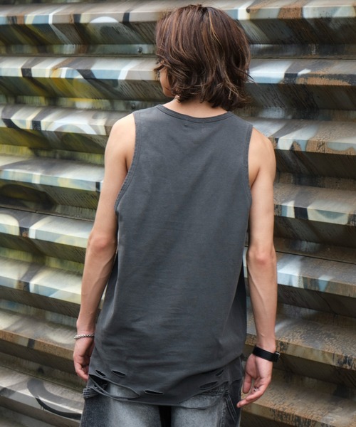 WEGO（ウィゴー）の「WEGO/ダメージタンクトップ（タンクトップ・メンズ・ホワイト/スミクロ/ブラック・LARGE/MEDIUM）」の19枚目の写真