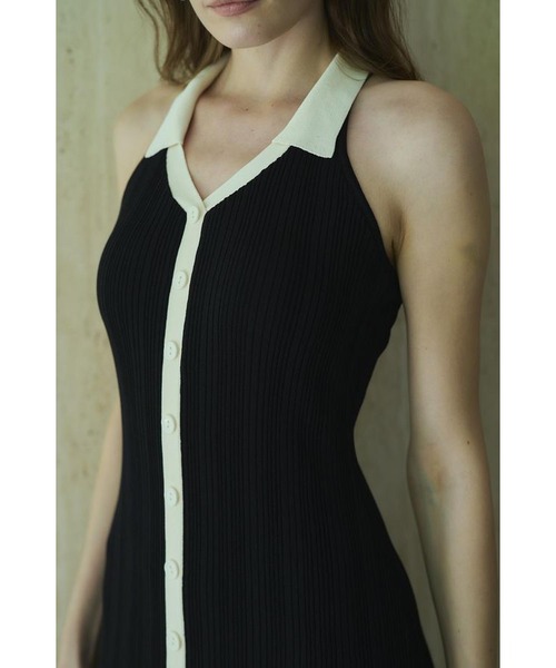 Gillian Knit Dress ランダムリブニットドレス（ワンピース）｜Estella