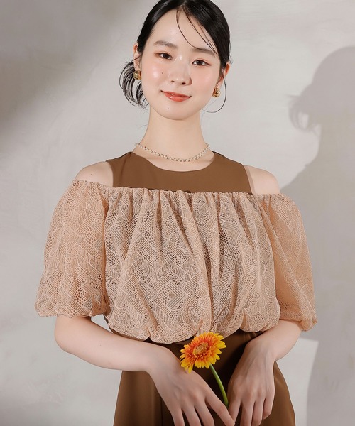 レース バルーン トップス シンプル ワンピース ドレス 結婚式