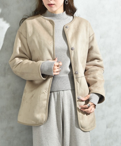 セール】フェイクムートンリバーシブルコート（ムートンコート