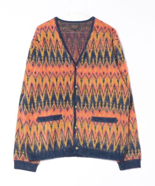 BEAMS PLUS（ビームスプラス）の「ダブル ジャカード シェブロン パターン カーディガン（カーディガン/ボレロ・メンズ・ネイビー/レッド・XL/L/M/S）」の4枚目の写真