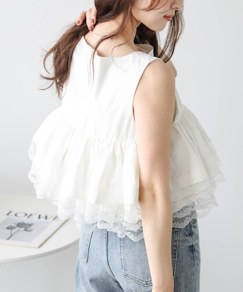 AMELY（エミリー）の「ティアードレーストップス（Tシャツ/カットソー・レディース・ホワイト/ブラック・フリー）」の20枚目の写真