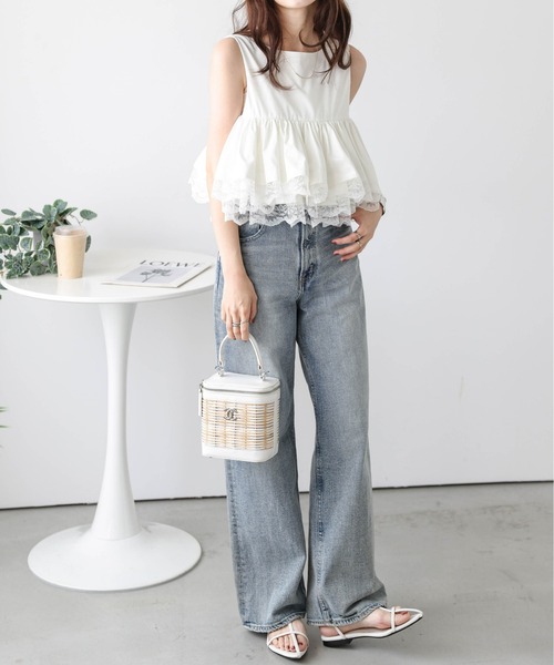 AMELY（エミリー）の「ティアードレーストップス（Tシャツ/カットソー・レディース・ホワイト/ブラック・フリー）」の19枚目の写真