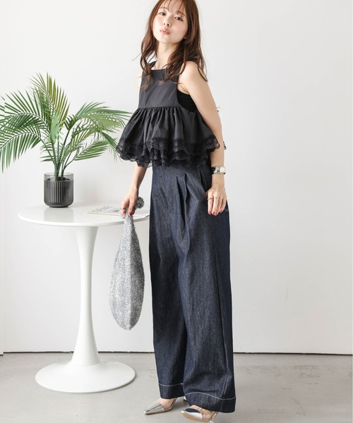 AMELY（エミリー）の「ティアードレーストップス（Tシャツ/カットソー・レディース・ホワイト/ブラック・フリー）」の12枚目の写真