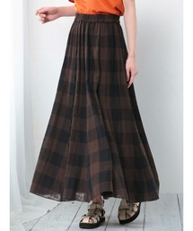 innowave（イノウェーブ）の「【コットン100% リバーシブル】イノウェーブ ガーゼチェック ロングスカート（スカート）」