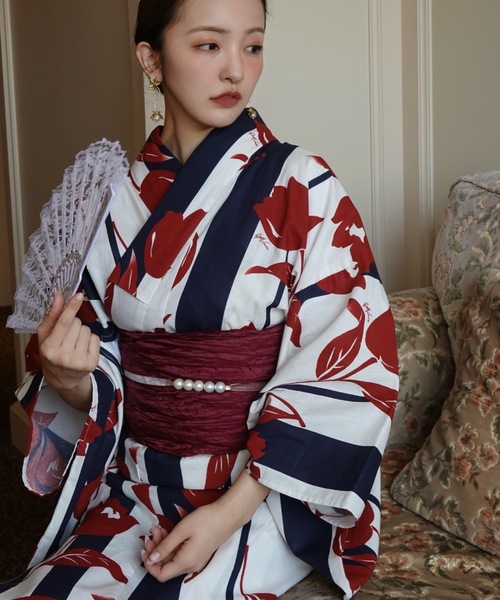 Rosy luce(ロージールーチェ)の「Rosy 花柄浴衣(浴衣・レディース・ネイビー/ホワイト・FREE)」の7枚目の写真