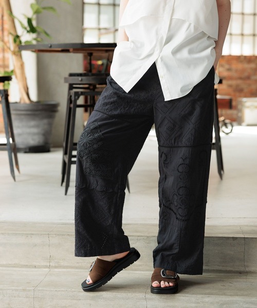 ニコアンド　リメイク風レースパンツ　新品 リメイク風レースパンツ（その他パンツ）｜niko and