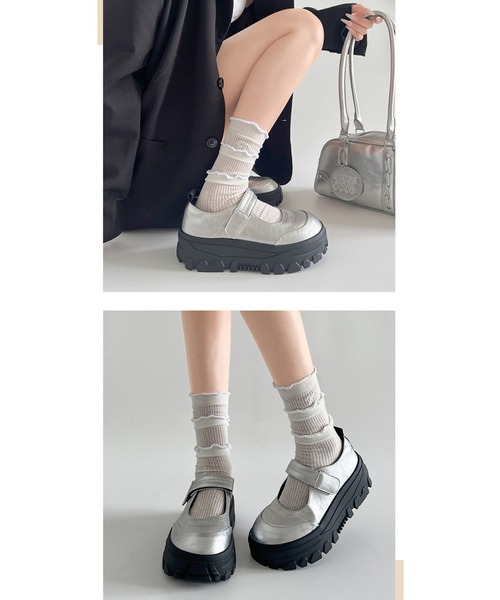 SANSeLF（サンセルフ）の「【SANSeLF】ボリュームソール メリージェーンシューズ  sas25a014（その他シューズ・レディース・ブラック/シルバー・36/39/38/37）」の5枚目の写真