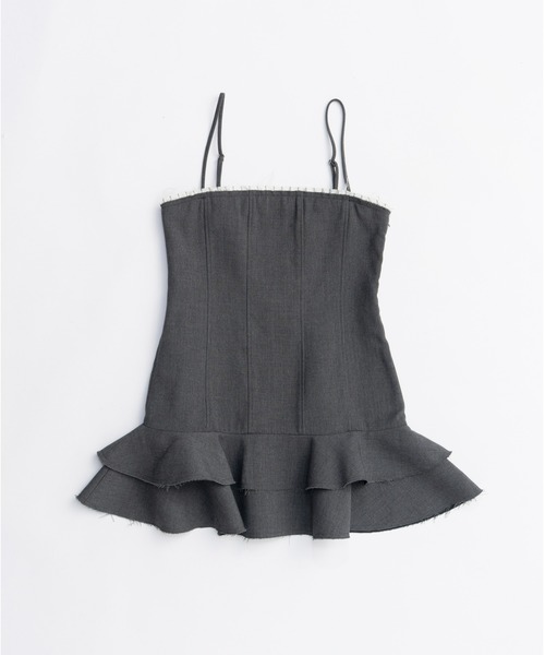 PRANK PROJECT（プランクプロジェクト）の「ウーステッドフリルチュニック / Waste Frill Tunic（チュニック・レディース・ブラック/チャコールグレー・FREE）」の5枚目の写真