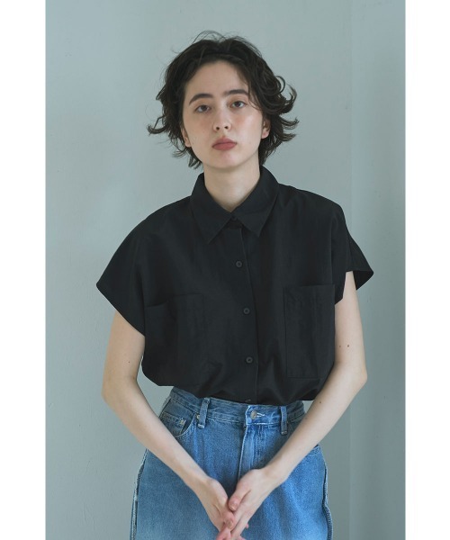 marjour(マージュール)の「NUANCE NYLON SHIRTS(シャツ/ブラウス・レディース・ブラック/オフホワイト・M)」の1枚目の写真