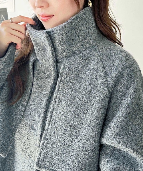 GeeRA（ジーラ）の「2wayウールライクスタンドカラーミドル丈コート（ステンカラーコート・レディース・ブラック/グレー系その他・MEDIUM/LARGE）」の21枚目の写真
