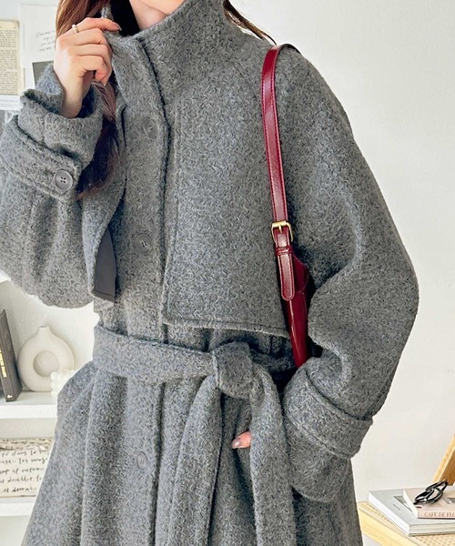 giunon ラウンドカラーウールコート　グレー GIUNON コート アウター round collar wool coat / ラウンドカラー