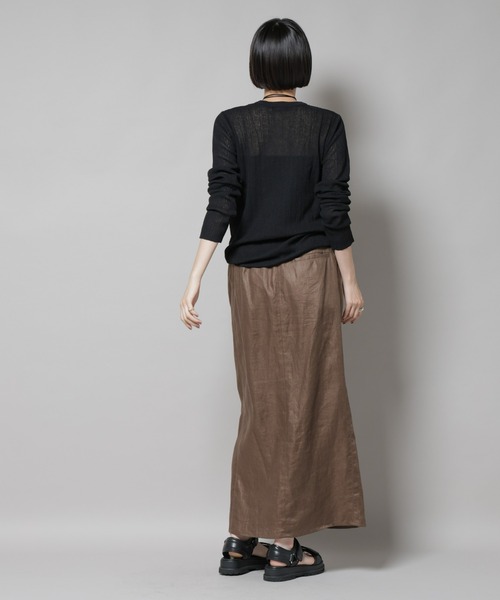 NANO universe（ナノユニバース）の「シアーランダムリブクルーネックニット（ニット/セーター・レディース・ブラック/ライトグレー/ライム・FREE）」の18枚目の写真