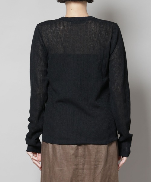 NANO universe（ナノユニバース）の「シアーランダムリブクルーネックニット（ニット/セーター・レディース・ブラック/ライトグレー/ライム・FREE）」の11枚目の写真