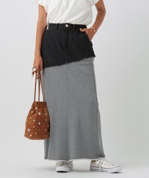 BAYFLOW | [ストレッチ入りで動きやすい]異素材キリカエスカート(スカート)