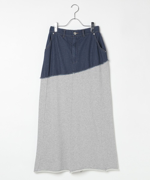 BAYFLOW（ベイフロー）の「[ストレッチ入りで動きやすい]異素材キリカエスカート（スカート・レディース・ブラック/インディゴブルー・FREE）」の17枚目の写真